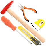 Tornavida,çekiç,mini Pense,maket Bıçağı,şerit Metre 5 Parça Alet Seti