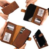 TORONATA Buffalo Samsung Galaxy S25 Hakiki Deri Cüzdan Kılıf - Manyetik Ayrılabilir Kablosuz Şarj Uyumlu RFID Korumalı 4 Kart Yuvalı Premium Dana Derisi Telefon Kılıfı (Antik Kahve)