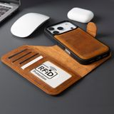 TORONATA iPhone 17 Pro Max Hakiki Deri Cüzdan Kılıf – MagSafe Uyumlu, RFID Kart Koruması, 4 Kart + Nakit Bölmeli, Manyetik Ayrılabilir Tasarım (Antik Taba)
