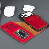 TORONATA iPhone 17 Pro Max Hakiki Deri Cüzdan Kılıf – MagSafe Uyumlu, RFID Kart Koruması, 4 Kart + Nakit Bölmeli, Manyetik Ayrılabilir Tasarım (Kırmızı)