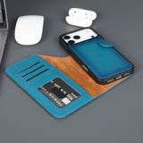 TORONATA iPhone 17 Pro Max Hakiki Deri Cüzdan Kılıf – MagSafe Uyumlu, RFID Kart Koruması, 4 Kart + Nakit Bölmeli, Manyetik Ayrılabilir Tasarım (Mavi)