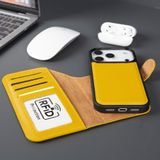 TORONATA iPhone 17 Pro Max Hakiki Deri Cüzdan Kılıf – MagSafe Uyumlu, RFID Kart Koruması, 4 Kart + Nakit Bölmeli, Manyetik Ayrılabilir Tasarım (Sarı)