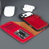 TORONATA iPhone 18 Pro Hakiki Deri Cüzdan Kılıf – MagSafe Uyumlu, RFID Kart Koruması, 4 Kart + Nakit Bölmeli, Manyetik Ayrılabilir Tasarım - Kırmızı