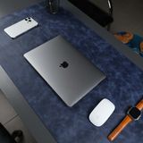 Toronata Jersey Hakiki Deri Masa Matı & Pedi - Büyük Oyuncu Mouse Pad & Oyuncu Laptop Masa Matı - 91x48cm - Lacivert