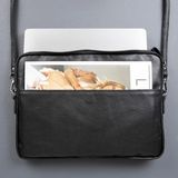 Toronata Seward Hakiki Deri Omuz Askılı Laptop ve Tablet Çantası (14” ve 16” Uyumlu) - 16" - Siyah