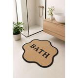 Toronto Home Dijital Kaymaz Yıkanabilir Jüt Görünümlü Asimetrik Banyo Paspası Banyo Halısı Banyo Dekor (70x70cm)