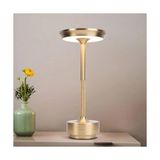 Toronto Şarjlı Metal Kasa Masa Lambası Dimmerli 3 Renk Işıklı Cata Dekoratif Abajur Dokunmatik Restoran Cafe Lambası Gold - Çok Renkli