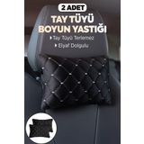 TORPEDO Tay Tüyü Oto Araç İçi Boyun Destek Yastığı Ortopedik Seyahat Yastığı Siyah Beyaz 2 Adet