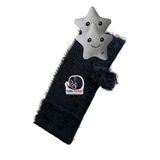 Torpido Pandizot Üstü Uzun Tüylü Siyah Peluş Örtü / 2'Li Polar Beyaz Yıldız Yastık & Vites Püskülü
