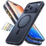 TORRAS Manyetik darbeye dayanıklı, iPhone 17 Pro kılıfı, Magsafe ile uyumlu, askeri sınıf düşme testi, yarı saydam ince koruyucu, iPhone 17 Pro kılıfı, parmak izi bırakmaz, çizilmez, siyah