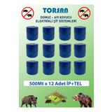 TORSAN ELEKTİRİKLİ ÇİT 500M x 12 Adet ÇİFT ÖRGÜLÜ GALVANİZLİ TEL + İP