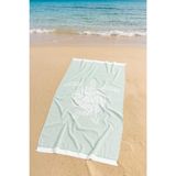 Tortuga |%100 Pamuk Saçaklı Plaj Havlusu | 80x150 cm (Yeşil) Yeşil