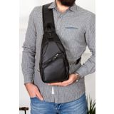 Torz Yıkama Deri Göğüs Çantası Kulaklık Ve Şarj Çıkışlı Tek Kol Çarpraz Bodybag Mini Sırt Çanta