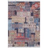 Torzym Mavi Modern Geometrik Etnik Eskitme Desenli Boho Makinada Yıkanabilir Hafif Hav Toz Vermez Leke Tutmaz Kaymaz Taban Dijital Makine Baskı Halı Oturma Odası Salon Yolluk Koridor Mutfak Halısı