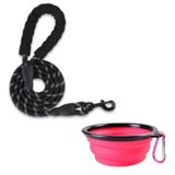 Tosbai Köpek Gezdirme Tasması ve Suluğu, Kayışı, Halatı - Büyük Küçük Irk İçin 150 x 1.2 Cm (Pembe Mama Tabağı)