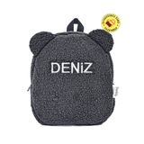 Tosbiş [ İSTEDİĞİNİZ İSMİ NAKIŞLA YAZIYORUZ ] - Teddy-Peluş Antrasit 0-8 Yaş - Anaokulu Çocuk Sırt Çantası