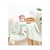 Tosbiş [ Istediğiniz Ismi Yazıyoruz ] Su Yeşili 4 Katlı Müslin Bebek Ve Çocuk Battaniyesi 110x110cm