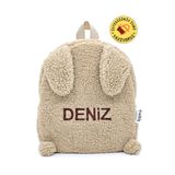 Tosbiş [ Istediğiniz Ismi Yazıyoruz ] Tavşan Bej 0 - 8 Yaş Anasınıfı Kreş Çocuk Okul / Sırt Çantası Peluş