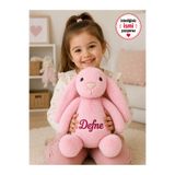 Tosbiş [ İSTEDİĞİNİZ İSMİ YAZIYORUZ ] Tavşan Pembe Uyku Arkadaşı -İsim Baskılı Peluş Tavşan Oyuncak -Bebek Hediyesi -Yenidoğan -Çocuk Hediyesi