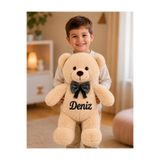 Tosbiş [ İSTEDİNİZ İSMİ YAZIYORUZ ] Bej İsim Baskılı Peluş Ayıcık Oyuncak -Sevgiliye,Anneye ,Arkadaşa Özel Hediye (50 cm )