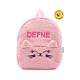 Tosbiş [ KİŞİYE ÖZEL İSİMLİ ÇANTA ] Kedicik Pembe (FİGÜR+İSİM) / Nakışlı 0 - 8 Yaş Anasınıfı Kreş Çocuk Okul Çantası / Sırt Çantası Peluş Çanta -Kişiye Özel Çanta