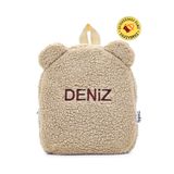 Tosbiş [ Kişiye Özel Isimli ] - Teddy-peluş Bej 0-8 Yaş - Kreş, Anaokulu Çocuk Sırt Çantası