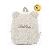 Tosbiş [ Kişiye Özel Isimli ] - Teddy-peluş Krem 0-8 Yaş - Kreş, Anaokulu Çocuk Sırt Çantası