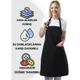 Toshe Boyun Ayarlı, Suya Dayanıklı, Cepli Şef, Aşçı, Mutfak Önlüğü , Cafe, Barista, Kuaför, Ressam ve Çiçekçi Önlükleri - Standart - Siyah
