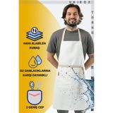TOSHE Mutfak Önlüğü Suya Dayanıklı Mutfak Önlük Şef Önlüğü 2 Geniş Cepli Barista Önlüğü Önlük Krem
