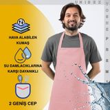 Toshe Mutfak Önlüğü Suya Dayanıklı Mutfak Önlük Şef Önlüğü 2 Geniş Cepli Barista Önlüğü Önlük Puda Pembe - Standart - Pudra - Pembe