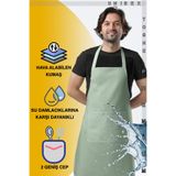 TOSHE Mutfak Önlüğü Suya Dayanıklı Mutfak Önlük Şef Önlüğü 2 Geniş Cepli Barista Önlüğü Önlük Yeşil
