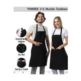 TOSHEX 2'li Mutfak Önlüğü Su Geçirmez Şef Önlüğü 2 Geniş Cepli Barista Önlüğü Mutfak Önlük Siyah Önlük