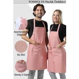 TOSHEX 2'li Mutfak Önlüğü Su Geçirmez Şef Önlüğü 2 Geniş Cepli Barista Önlüğü Mutfak Önlük Toz Pembe Önlük