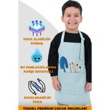 TOSHEX Çocuk Mutfak Önlüğü, Suya Dayanıklı Etkinlik Önlüğü 6-12 yaş Aktivite Önlüğü Turkuaz Ve Beyaz