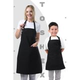 TOSHEX Yetişkin Çocuk Mutfak Önlüğü Su Geçirmez Şef Önlüğü 2 Geniş Cepli Barista Önlüğü Mutfak Önlük Siyah