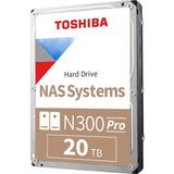 Toshiba N300 Pro 20TB Büyük Ölçekli Iş Nas (24 Bölmeye Kadar) 3,5 Inç Dahili Sabit Sürücü - 300 Tb/yıl'a Kadar Iş Yükü Oranı Cmr Sata 6 Gb/s 7200 Rpm 512 MB Önbellek - HDWG62AXZSTB - 20 TB