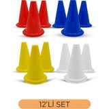 Tosima 12 Adet Antrenman Hunisi 17 cm Kuka Seti 12 Adet Kırılmaz Idman Hunisi 4 Renk - Renkli - Standart