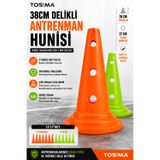 Tosima 38 Cm Delikli Antrenman Hunisi 12'li Set (6 Turuncu + 6 Yeşil) Slalom Koordinasyon Engelli Çalışma Hunisi
