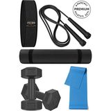 Tosima 6 Parça Pilates & Fitness Seti 6 mm Minder ile Evde Spor Yapmak İçin İdeal Setli Ekipman - Siyah