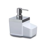 Toskana Mutfak Sıvı Sabunluk, Beyaz, Plastik, 440ml, Süngerlik Bölmeli, 12.5x8.5x15.5 cm