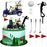 TOSPARTY Golf Kek Süslemeleri Yeşil Kek Topper için Başlık Golfçüler için Doğum Günü Süslemeleri Sepetli Bayrak Golf Topu Erkekler için Spor Golf Tema Parti Kaynağı