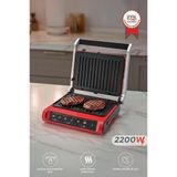 Tost Makinesi 2200W Dijital Ekranlı Çıkarılabilir Plakalı Izgara Makinesi Tg Pro1000 Siyah Kırmızı