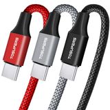 TOSUPERS [ 10 ft, 3'lü Paket] USB C Kablosu 3.1A Hızlı Şarj Tipi C Şarj Kablosu Örgülü Samsung Galaxy A10e A20 A20S A21 A50 A51 A41 A71 A31 S10e S10 S20 S9, LG Stylo 6 5 K51 G8 V ile Uyumlu 60, Moto GG 8 G7