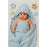 Tosyalı Burak Bebe %100 Pamuk Nakışlı Bebek Banyo Silgi Havlusu - 75 x 75 cm - Açık Mavi