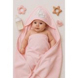 Tosyalı Burak Bebe %100 Pamuk Nakışlı Bebek Banyo Silgi Havlusu - 75 x 75 cm - Açık Pembe