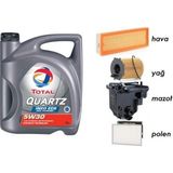 Total 5W30 Partikül Yağ+Filtre Ful Set Peugeot 308 1.6 Dizel Euro4-Hava 1444TJ-1109AY-MAZOT 1901/95-POLEN 6479.75