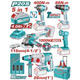 Total Avantaj 5 Li Set - Darbeli Matkap, Taşlama, Kırıcı Delici, Somun Sökme, Çalışma Işığı - Tcklı20592e