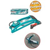 TOTAL Ayak Tipi Basma Bisiklet Pompası 150 Psı Lastik Şişme Bot Yatak Şişirme Pompa Metal Gövde