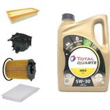 Total Citroen C5 1.6 Dizel Yağ Bakım Seti + Quartz Ineo Ecs 5W-30 Partiküllü Motor Yağı 4 L