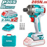 TOTAL Lı-Ion Akülü Darbeli Vidalama 285NM 21V Kömürsüz Motor ve 2 Adet 2.0Ah Akü ile Güçlü Performans